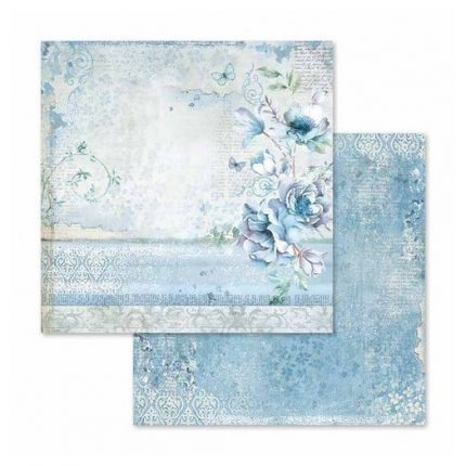 Χαρτί scrapbooking διπλής όψης 30x30cm Stamperia,  Blue Land flower