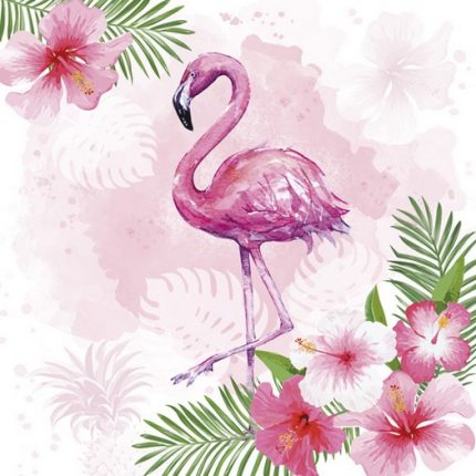 Χαρτοπετσέτα για Decoupage, Pink Flamingo, 1τεμ