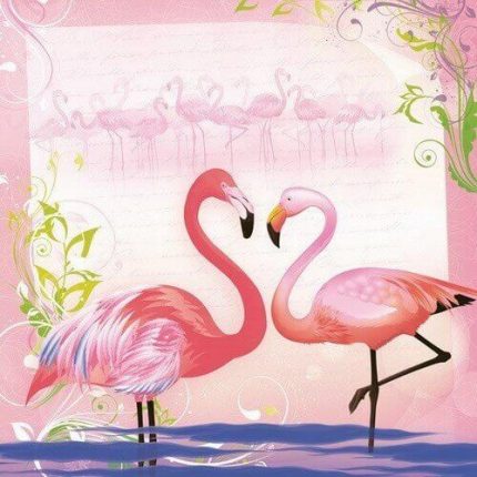 Χαρτοπετσέτα για decoupage, Pair of Flamingos