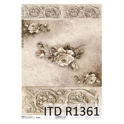 Ριζόχαρτο ντεκουπάζ ITD, 21x29cm, Λευκό Τριαντάφυλλο, R1361