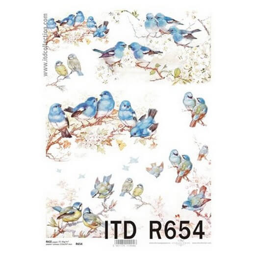 Ριζόχαρτο ITD, 21x29cm, Blue birds, R654