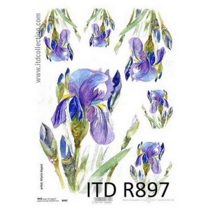 Ριζόχαρτο ITD, 21x29cm, Μωβ λουλούδια R897