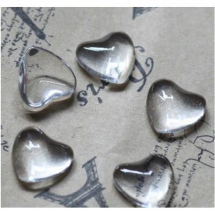 Γυαλάκια διάφανα καρδιές, 12mm, σετ 6 τεμ.