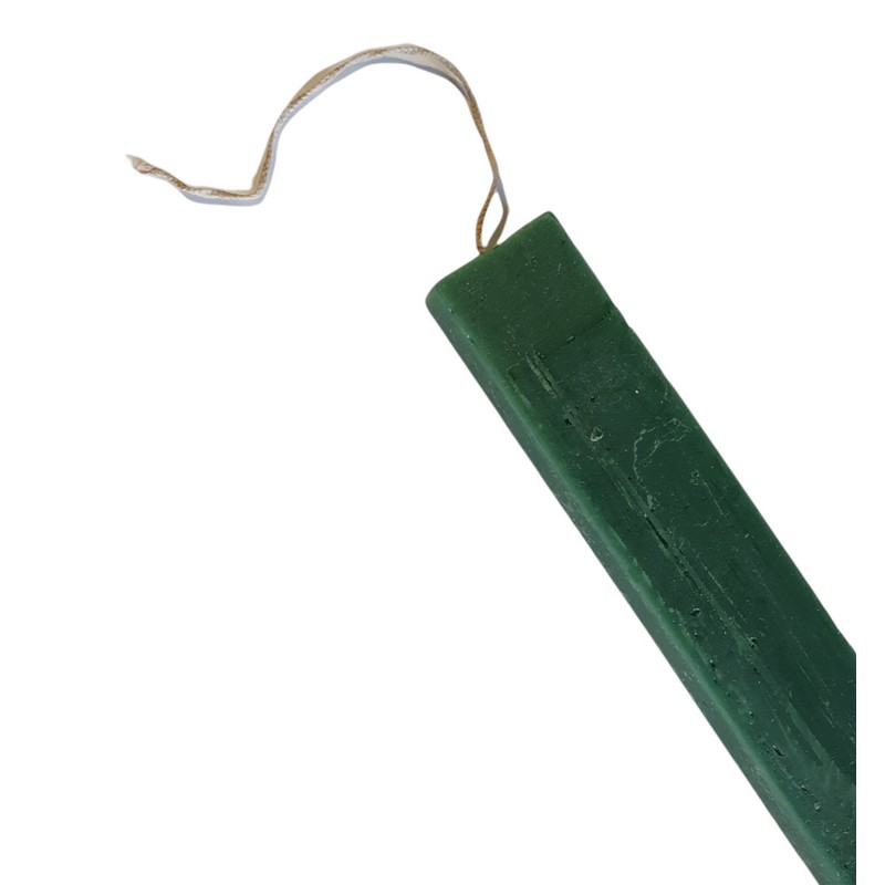 Λαμπάδα κερί rustic πλακέ 25x3,5x,15cm, Πράσινη