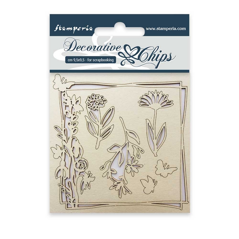 Chipboard Stamperia 9,5x9,5cm Flowers and Butterfly