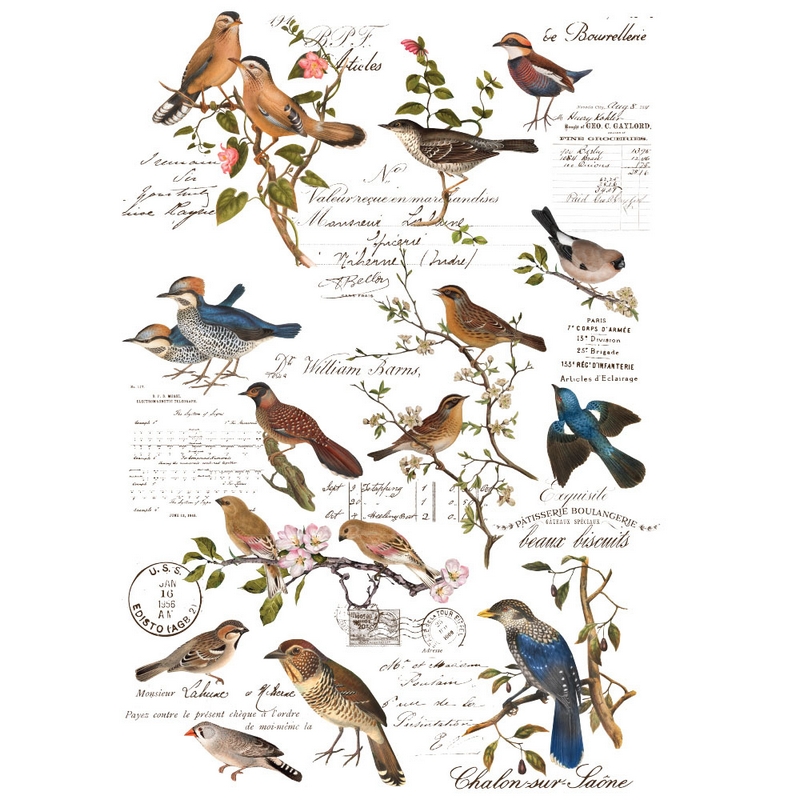Χαρτί Decor Transfer Prima Re-Design, Postal Birds 89x61cm