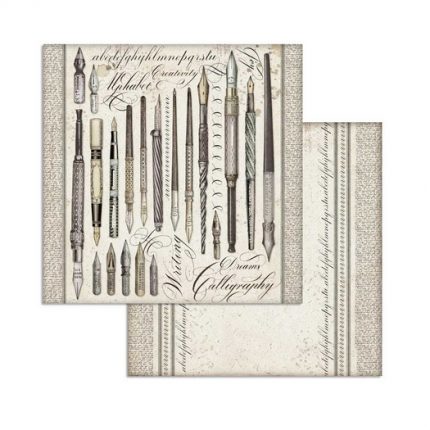 Χαρτιά scrapbooking 10τεμ, 20,3x20,3cm, Calligraphy Stamperia