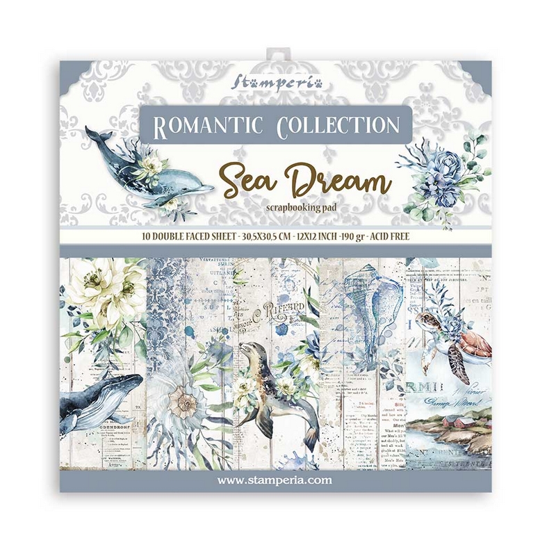 Χαρτιά scrapbooking Stamperia 10τεμ, 30.5x30.5cm, Romantic Sea Dream