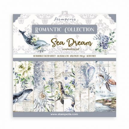 Χαρτιά scrapbooking Stamperia 10τεμ, 20.3x20.3cm, Romantic Sea Dream
