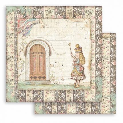 Χαρτί scrapbooking διπλής όψης 30x30cm Stamperia, Alice in Wonderland