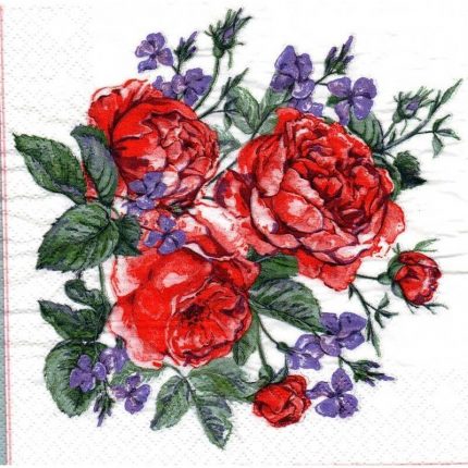 Χαρτοπετσέτα για decoupage 1 τεμ., Ζωγραφισμένα αγγλικά τριαντάφυλλα
