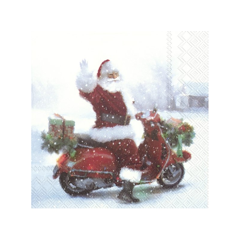 Χαρτοπετσέτα για decoupage, Santa Claus on a bike, 1 τεμ.