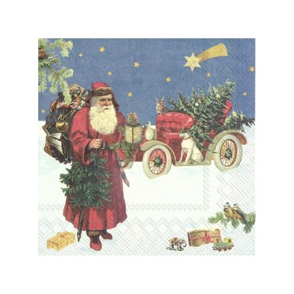 Χαρτοπετσέτα για decoupage, Άγιος Βασίλης και χριστουγεννιάτικα δέντρα, 1 τεμ.