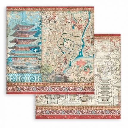 Χαρτιά scrapbooking Stamperia 10τεμ, 20.3x20.3cm, Sir Vagabond in Japan