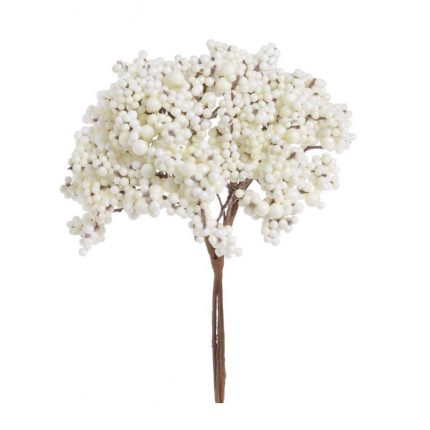 Μπουκέτο τεχνητών λουλουδιών με μπιλίτσες, 25cm, λευκό