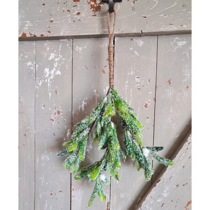 Χιονισμένο κλαδάκι πράσινο κρεμαστό, 25cm