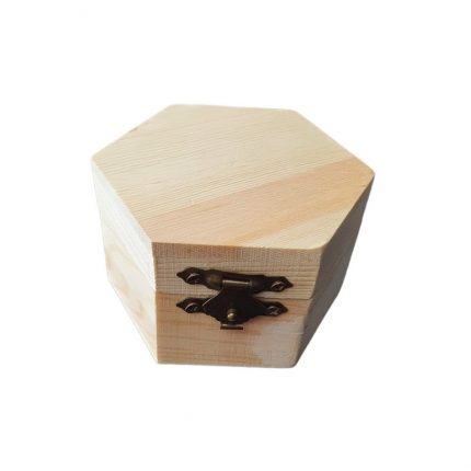 Κουτί ξύλινο εξάγωνο για μπομπονιέρα 7x5cm