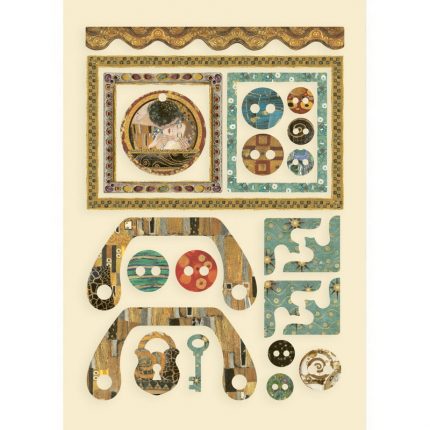 Ξυλάκια χρωματιστά διακοσμητικά A5, Klimt, Corners and buttons
