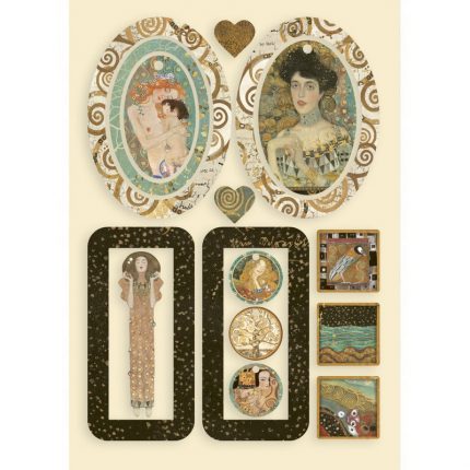 Ξυλάκια χρωματιστά διακοσμητικά A5, Klimt, Corners and buttons