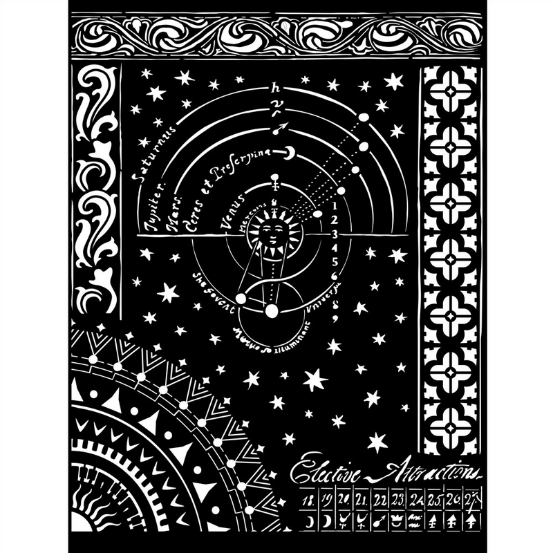 Thick Stencil Stamperia 20x25cm, Alchemy, Planet chart