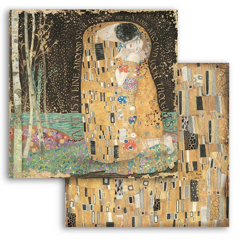 Χαρτί scrapbooking διπλής όψης 30x30cm Stamperia, Klimt the Kiss