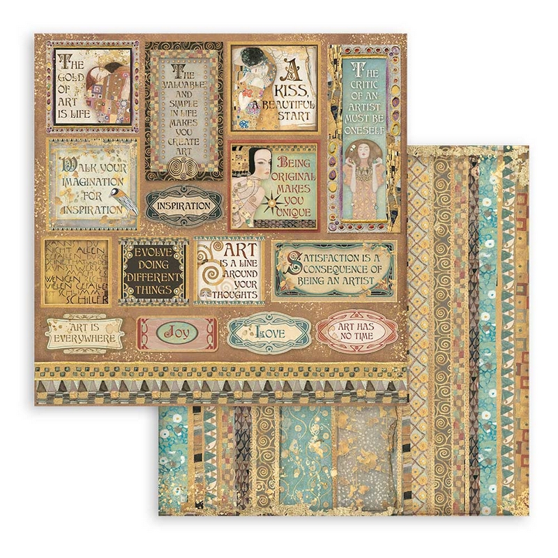 Χαρτί scrapbooking διπλής όψης 30x30cm Stamperia, Klimt the Kiss