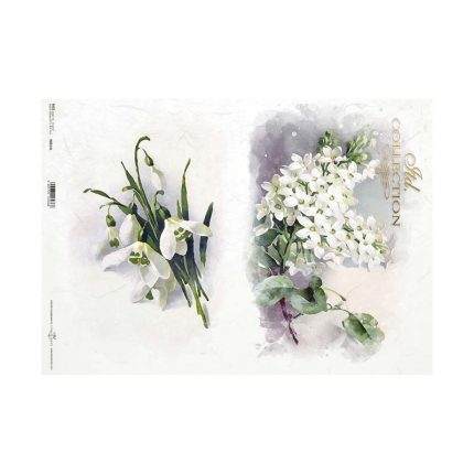 Ριζόχαρτο ντεκουπάζ ITD, 30x40cm, Μοβ μπουκέτα λουλουδιών, R0830L