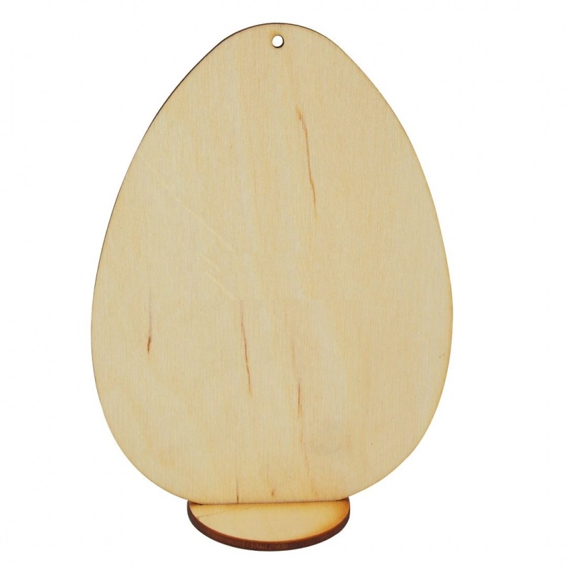 Αυγό ξύλινο με σχέδιο λαγό, 10.5x8.5cm
