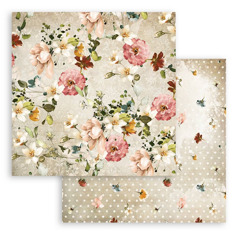 Χαρτί scrapbooking διπλής όψης 30x30cm Stamperia, Garden of Promises, Flower Pattern