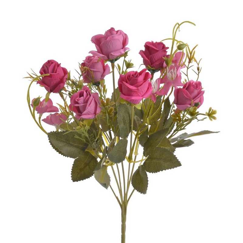 Μπουκέτο μίνι τριαντάφυλλα, 34cm, απαλό ρόζ