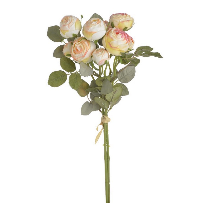 Τριαντάφυλλα μπουκέτο, 45cm, ανοιχτό κίτρινο-ροζ