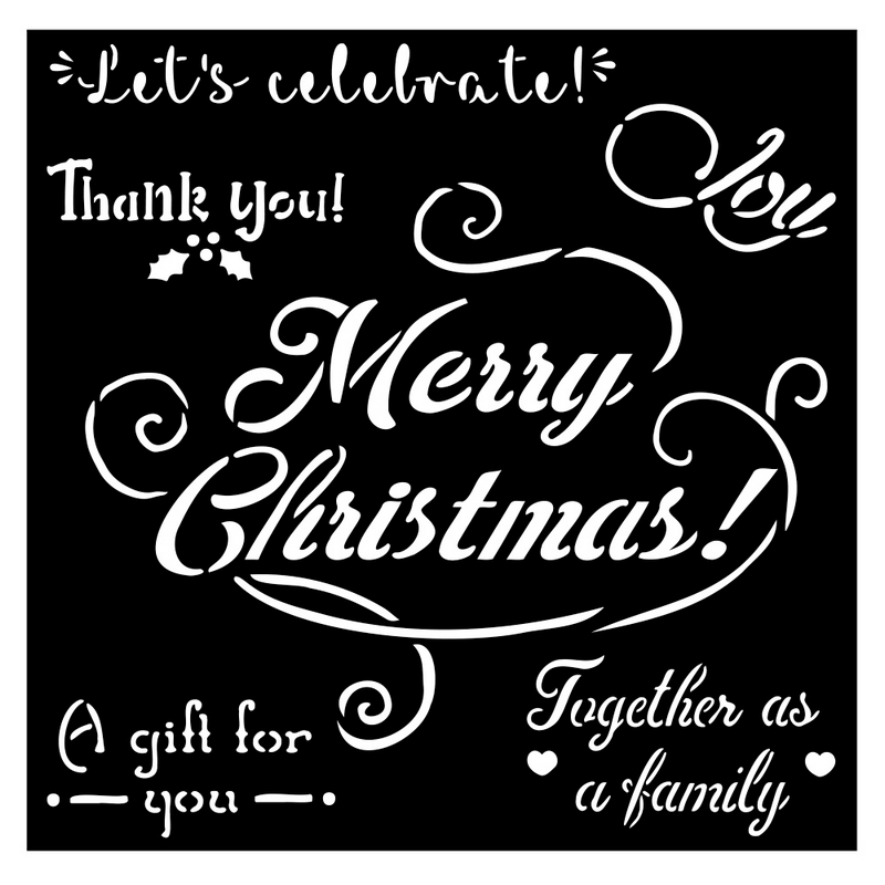 Thick Stencil Stamperia 18x18cm, Christmas, Merry Christmas