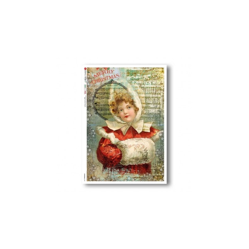 Ριζόχαρτο χριστουγεννιάτικο PaperD για Decoupage Κορίτσι στα κόκκινα, 32x45cm