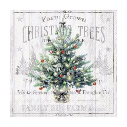Χαρτοπετσέτα για decoupage, Vintage χριστουγεννιάτικο δέντρο, 1 τεμ.