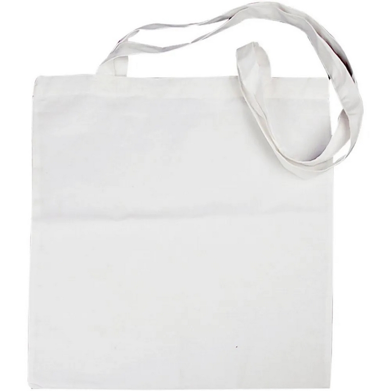 Υφασμάτινη τσάντα 38x42cm με μακρύ χερούλι, λευκή