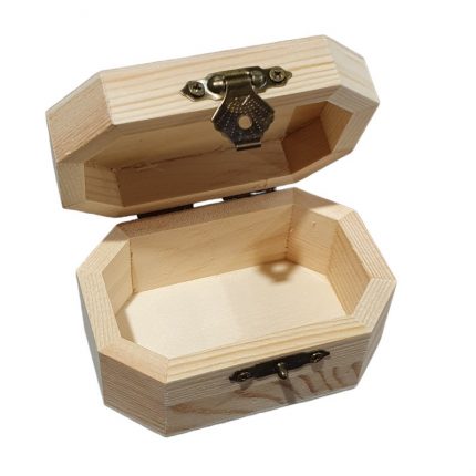 Κουτί ξύλινο οκτάγωνο για μπομπονιέρα 9x5x4.5cm