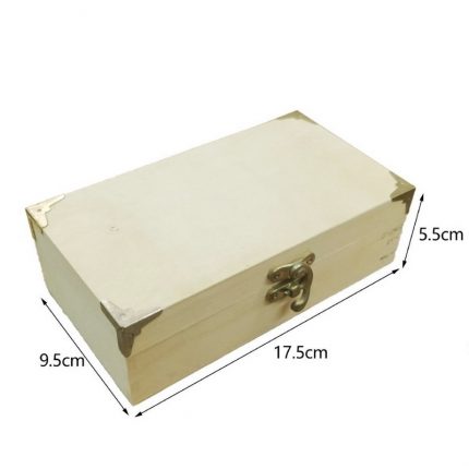 Κουτί ξύλινο με κούμπωμα και μεταλλικές γωνίες, 17.5x9.5x5.5cm