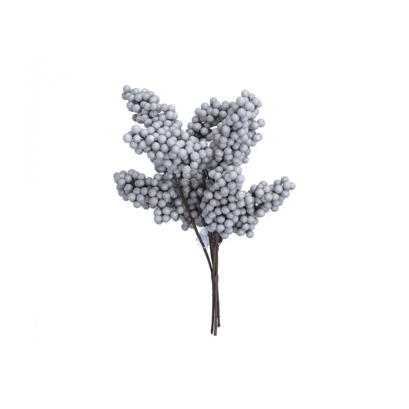 Μπουκέτο τεχνητών λουλουδιών με μπιλίτσες, γκρι, 24cm