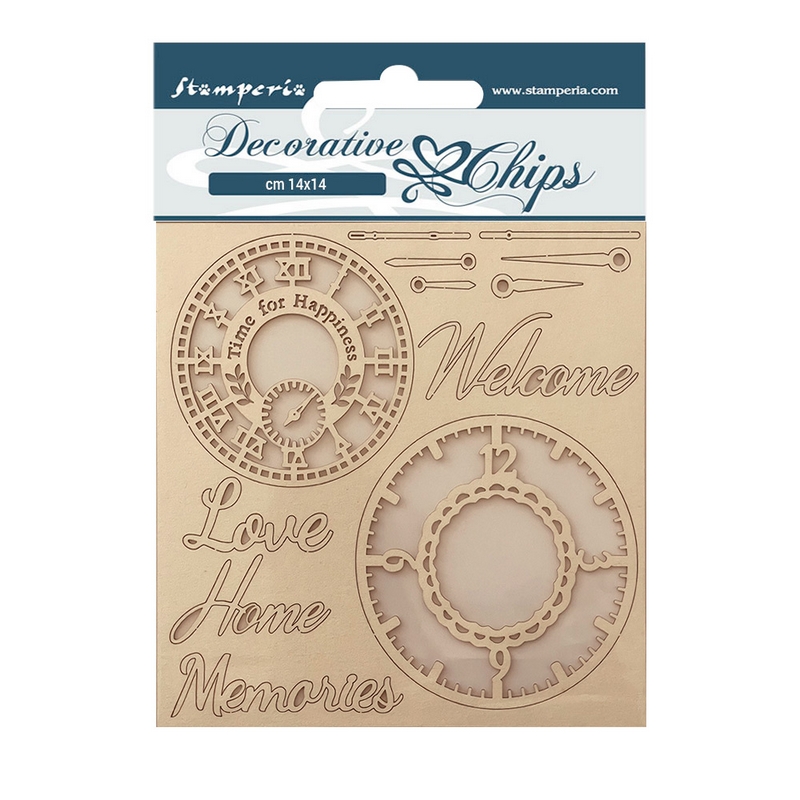 Chipboard Stamperia 14x14cm, Create Happiness - Welcome Home, Clock