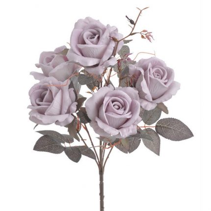 Μπουκέτο βελούδινα τριαντάφυλλα, μωβ, 48cm