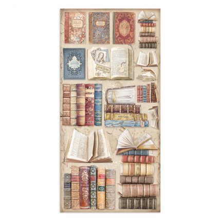 Χαρτιά scrapbooking Stamperia 10τεμ διπλής όψης, 15×30,5cm, Vintage Library