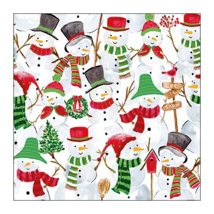 Χαρτοπετσέτα χριστουγεννιάτικη για decoupage, 1τεμ, Πάρτι με χιονάνθρωπους