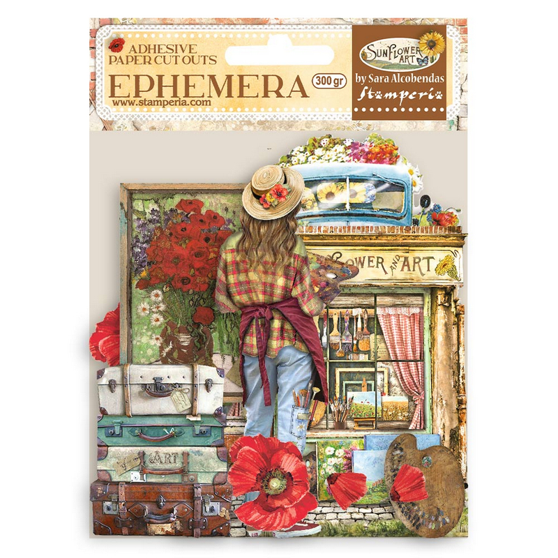 Αυτοκόλλητα Die Cuts-Ephemera Stamperia, Sunflower Art, Decor and Poppy