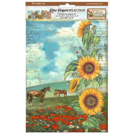 Σετ 6 Ριζόχαρτα ντεκουπάζ Stamperia 21x29cm A4, Sunflower Art