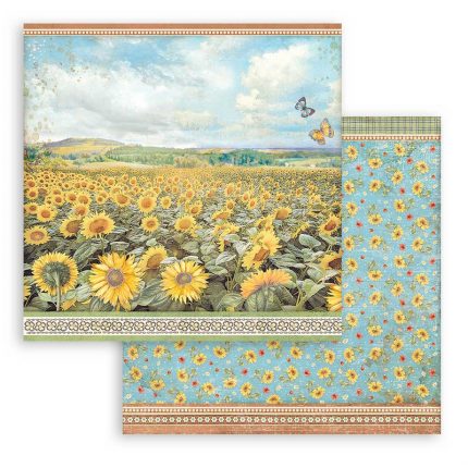 Χαρτιά scrapbooking 10τεμ, 30.5×30.5cm Stamperia, Sunflower Art