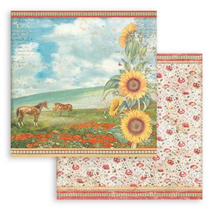 Χαρτιά scrapbooking 10τεμ, 30.5×30.5cm Stamperia, Sunflower Art