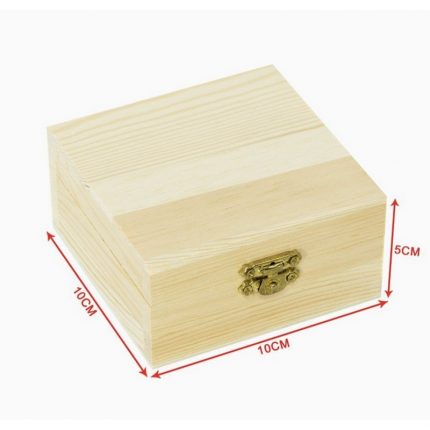 Κουτί ξύλινο τετράγωνο με κούμπωμα 10x10x5cm