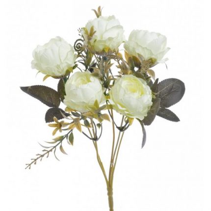 Τριαντάφυλλα μπουκέτο τεχνητό, 32cm, λευκό