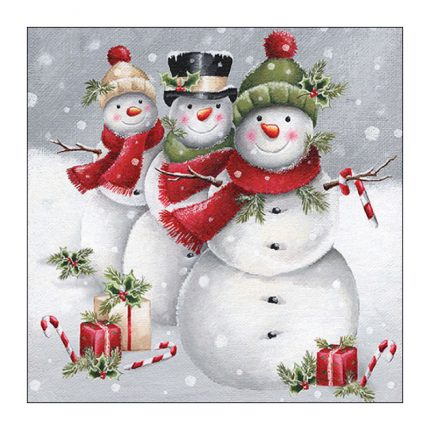 Χαρτοπετσέτα χριστουγεννιάτικη decoupage, 1τεμ, Χιονάνθρωποι που τραγουδούν