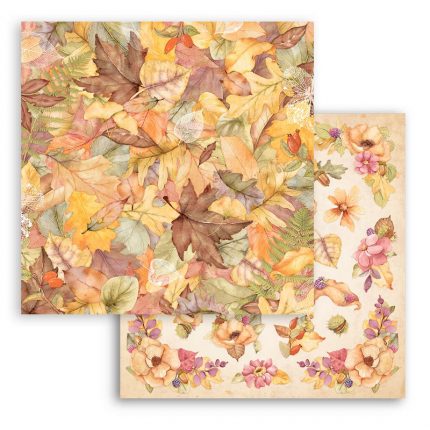 Χαρτί scrapbooking διπλής όψης 30x30cm Stamperia, Woodland, Leaves